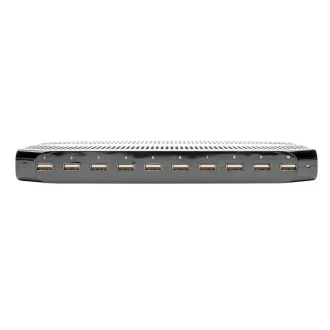 Stație de încărcare USB cu spațiu de stocare, ieșire 10x 12V, 8A, 96W, cablu de alimentare Schuko