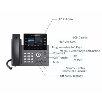 Telefon SIP Grandstream GRP2615, ecran TFT cu bare de 4,3", 5 conturi SIP, 10 taste de programare, 2x1Gb, WiFi, BT Telefon SIP Grandstream GRP2615, ecran TFT cu bare de 4,3", 5 conturi SIP, 10 taste de programare, 2x1Gb, WiFi, BT