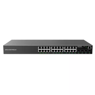 Switch de rețea Grandstream GWN7803P L2+ PoE, administrat, 24 porturi RJ45 de 1 GB, 4 porturi SFP, DHCP, QoS, VLAN