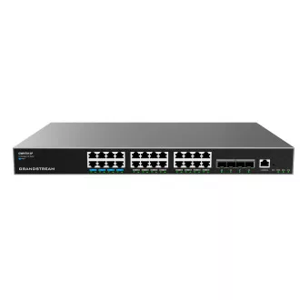 Switch PoE de rețea gestionată Grandstream GWN7813P Layer 3, 24 de porturi / 4 SFP+, VLAN, DHCP, Stacking Switch PoE de rețea gestionată Grandstream GWN7813P Layer 3, 24 de porturi / 4 SFP+, VLAN, DHCP, Stacking