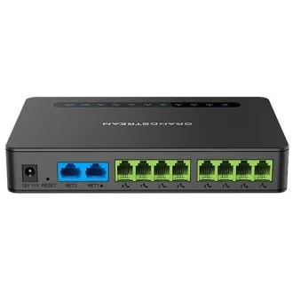 Grandstream HT818 V2 (ATA), 8x FXS, 2 profiluri SIP, 1x LAN Gbit, router NAT, conferință pe 3 căi.