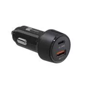 Încărcător auto ER POWER 30W PD USB-C/USB-A, negru