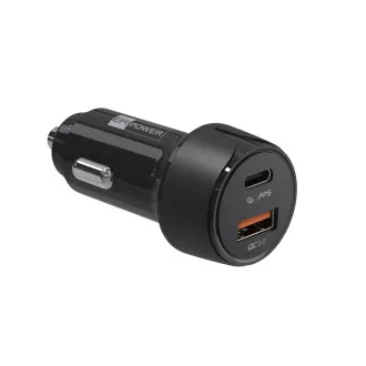 Încărcător auto ER POWER 30W PD USB-C/USB-A, negru