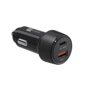 Încărcător auto ER POWER 30W PD USB-C/USB-A, negru