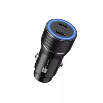 Încărcător auto dublu ER POWER 40W USB-C PD+QC 3.0 metalic