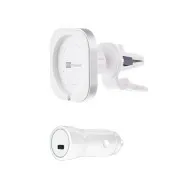 Suport ER POWER CAR VENT MOUNT pentru încărcător MagSafe + încărcător auto 20W - alb