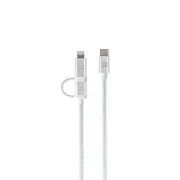 Cablu dublu ER POWER USB-C C/L Mfi 100cm alb