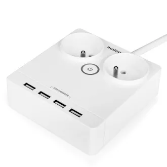 Stație de încărcare Huslog 12W 2xprize, 4xUSB albă