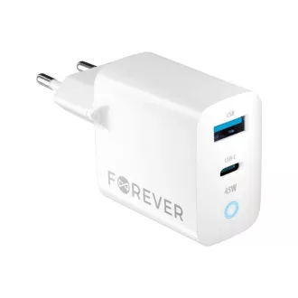 Încărcător rapid Forever GaN TC-06-45AC GaN PD QC 1x USB-C 1x USB 45W alb