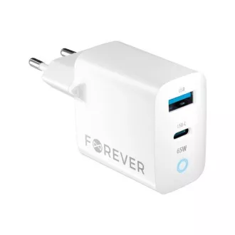 Încărcător rapid Forever GaN TC-06-65AC PD QC 1x USB-C 1x USB 65W alb