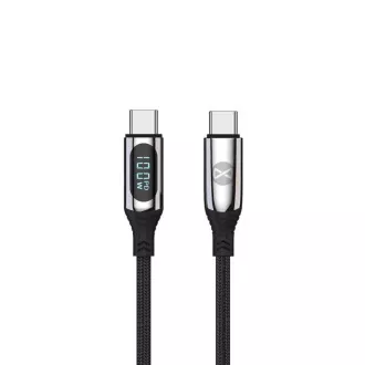 Cablu de date cu LCD Forever USB-C/USB-C 1m 100W negru