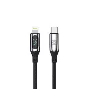 Cablu de date cu LCD Forever USB-C/Lightning 1m 27W negru