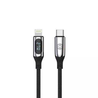 Cablu de date cu LCD Forever USB-C/Lightning 1m 27W negru