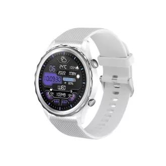 CARNEO Queen HR+/44 mm/argintiu/bandă sport/alb