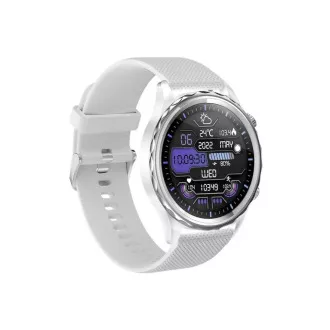 CARNEO Queen HR+/44 mm/argintiu/bandă sport/alb