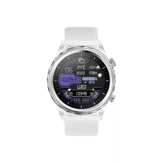 CARNEO Queen HR+/44 mm/argintiu/bandă sport/alb