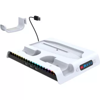 Suport RGB de încărcare multifuncțional iPega P5S006 cu răcire pentru PS5 Slim White