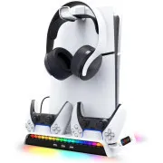 Suport RGB de încărcare multifuncțional iPega P5S006 cu răcire pentru PS5 Slim White