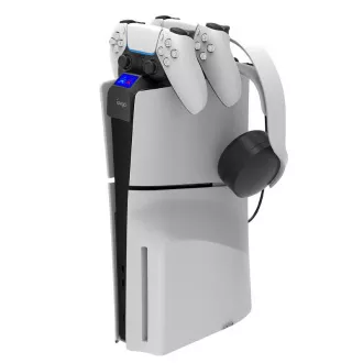 iPega P5S016 Dock pentru încărcător dublu cu suport pentru căști și controler pentru PS5 Slim White
