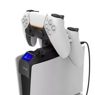 iPega P5S016 Dock pentru încărcător dublu cu suport pentru căști și controler pentru PS5 Slim White