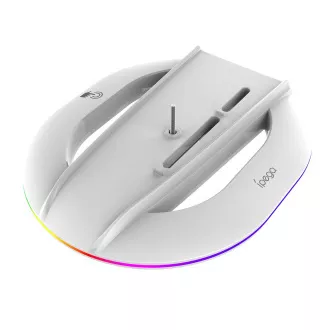 iPega P5S035SA Stand vertical (2xUSB-A) cu RGB pentru PS5 Slim/PS5 Pro Alb