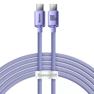Cablu de date Baseus CAJY000705 Crystal Shine Series USB-C - USB-C 100W 2m violet