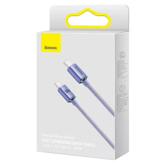 Cablu de date Baseus CAJY000705 Crystal Shine Series USB-C - USB-C 100W 2m violet