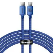 Cablu de date Baseus CAJY000703 Crystal Shine Series USB-C - USB-C 100W 2m Albastru