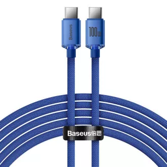 Cablu de date Baseus CAJY000703 Crystal Shine Series USB-C - USB-C 100W 2m Albastru