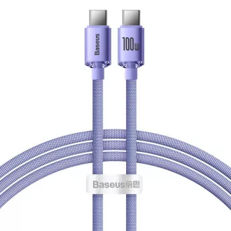 Cablu de date Baseus CAJY000605 Crystal Shine Series USB-C - USB-C 100W 1,2m violet
