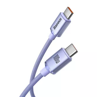 Cablu de date Baseus CAJY000605 Crystal Shine Series USB-C - USB-C 100W 1,2m violet
