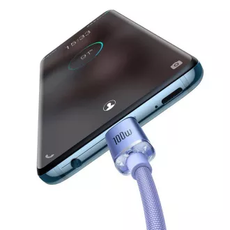 Cablu de date Baseus CAJY000605 Crystal Shine Series USB-C - USB-C 100W 1,2m violet