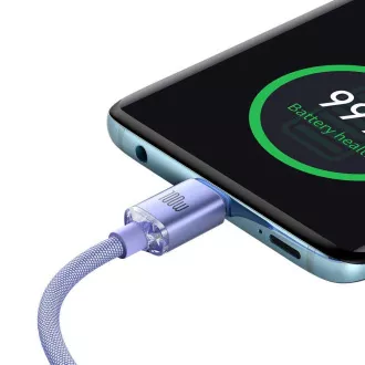 Cablu de date Baseus CAJY000605 Crystal Shine Series USB-C - USB-C 100W 1,2m violet