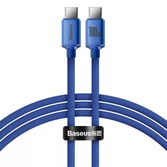Cablu de date Baseus CAJY000603 Crystal Shine Series USB-C - USB-C 100W 1,2m Albastru