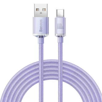 Cablu de date Baseus CAJY000505 Crystal Shine Series USB - USB-C 100W 2m violet