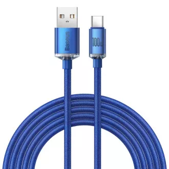 Cablu de date Baseus CAJY000503 Crystal Shine Series USB - USB-C 100W 2m Albastru