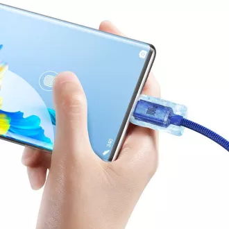 Cablu de date Baseus CAJY000503 Crystal Shine Series USB - USB-C 100W 2m Albastru
