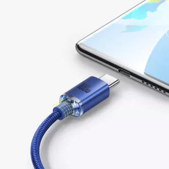 Cablu de date Baseus CAJY000503 Crystal Shine Series USB - USB-C 100W 2m Albastru