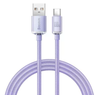 Cablu de date Baseus CAJY000405 Crystal Shine Series USB - USB-C 100W 1,2m violet