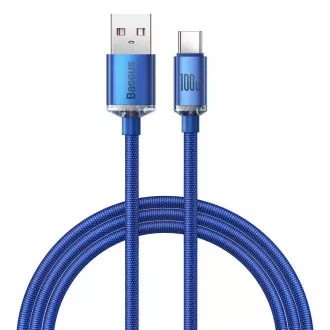 Cablu de date Baseus CAJY000403 Crystal Shine Series USB - USB-C 100W 1,2m Albastru