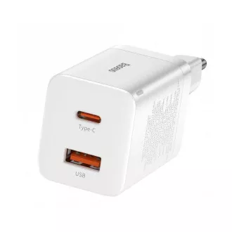 Baseus CCSUPP-E02 Super Si Incarcator Rapid USB + USB-C 30W Alb