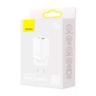 Baseus CCSUPP-E02 Super Si Incarcator Rapid USB + USB-C 30W Alb