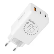 Încărcător de călătorie OBAL:ME GaN USB-A + 2xUSB-C 65W Alb