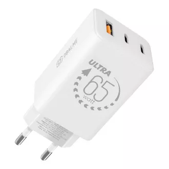 Încărcător de călătorie OBAL:ME GaN USB-A + 2xUSB-C 65W Alb