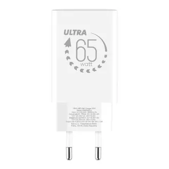 Încărcător de călătorie OBAL:ME GaN USB-A + 2xUSB-C 65W Alb