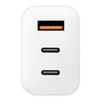 Încărcător de călătorie OBAL:ME GaN USB-A + 2xUSB-C 65W Alb