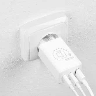 Încărcător de călătorie OBAL:ME GaN USB-A + 2xUSB-C 65W Alb