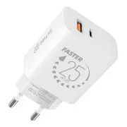Încărcător de călătorie OBAL:ME USB-A + USB-C 25W Alb