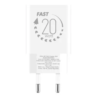 Încărcător de călătorie OBAL:ME USB-A + USB-C 20W + 2x cablu 1m Alb