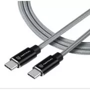 Cablu tactic cu frânghie rapidă aramidă USB-C/USB-C 100W 20V/5A 0,3m gri